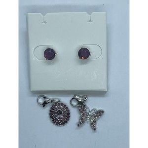 Origami Owl Lot Of 2 Dangles And Earrings Amethyst Opal